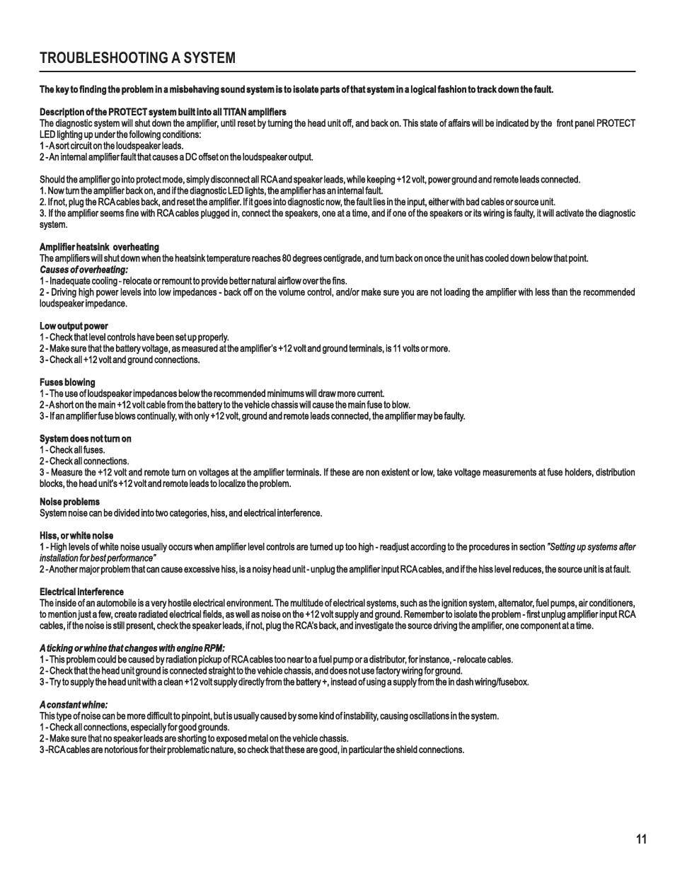 Troubleshooting a system | Maxxsonics Hifonics TXi4408 User Manual | Page 13 / 15