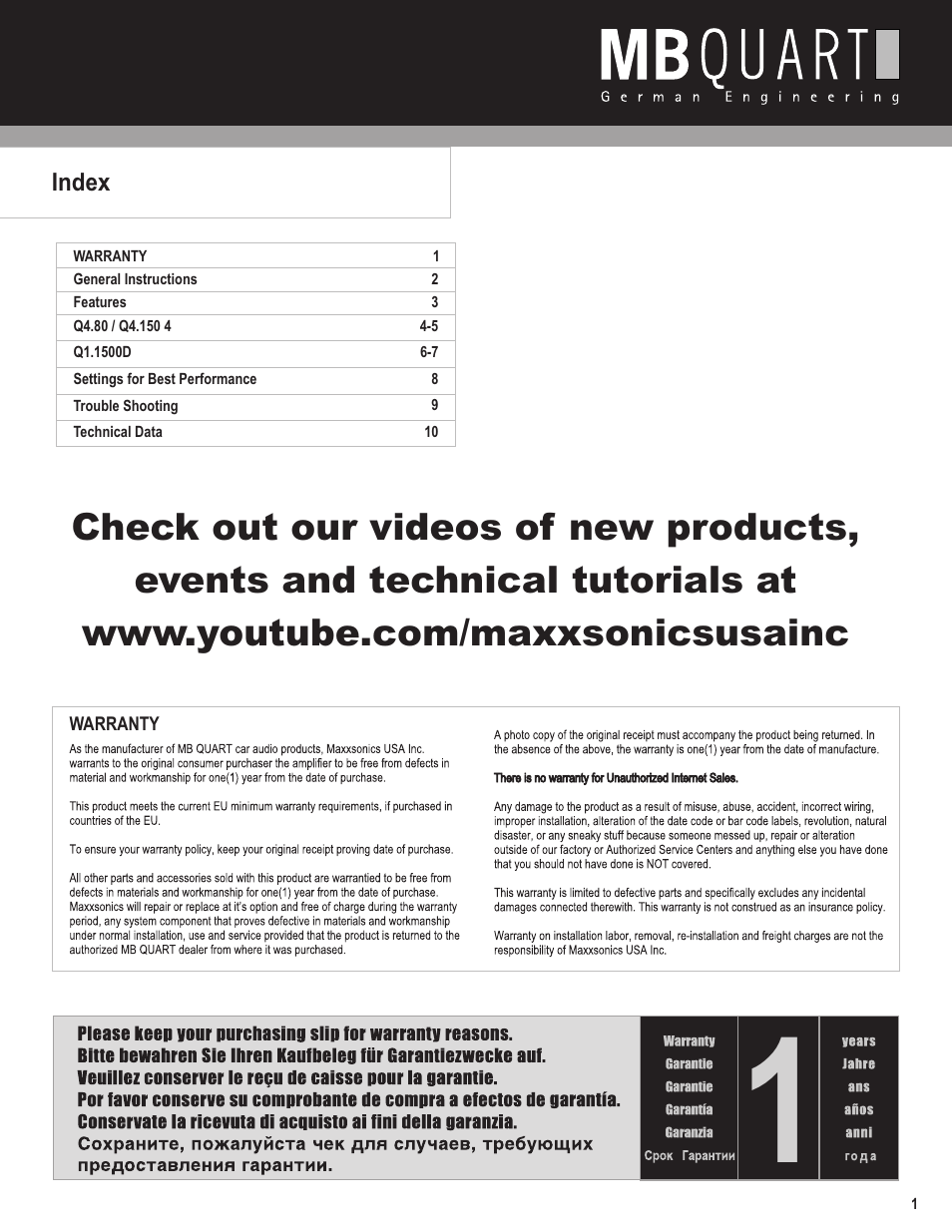MB QUART Q1.1500D User Manual | Page 2 / 13
