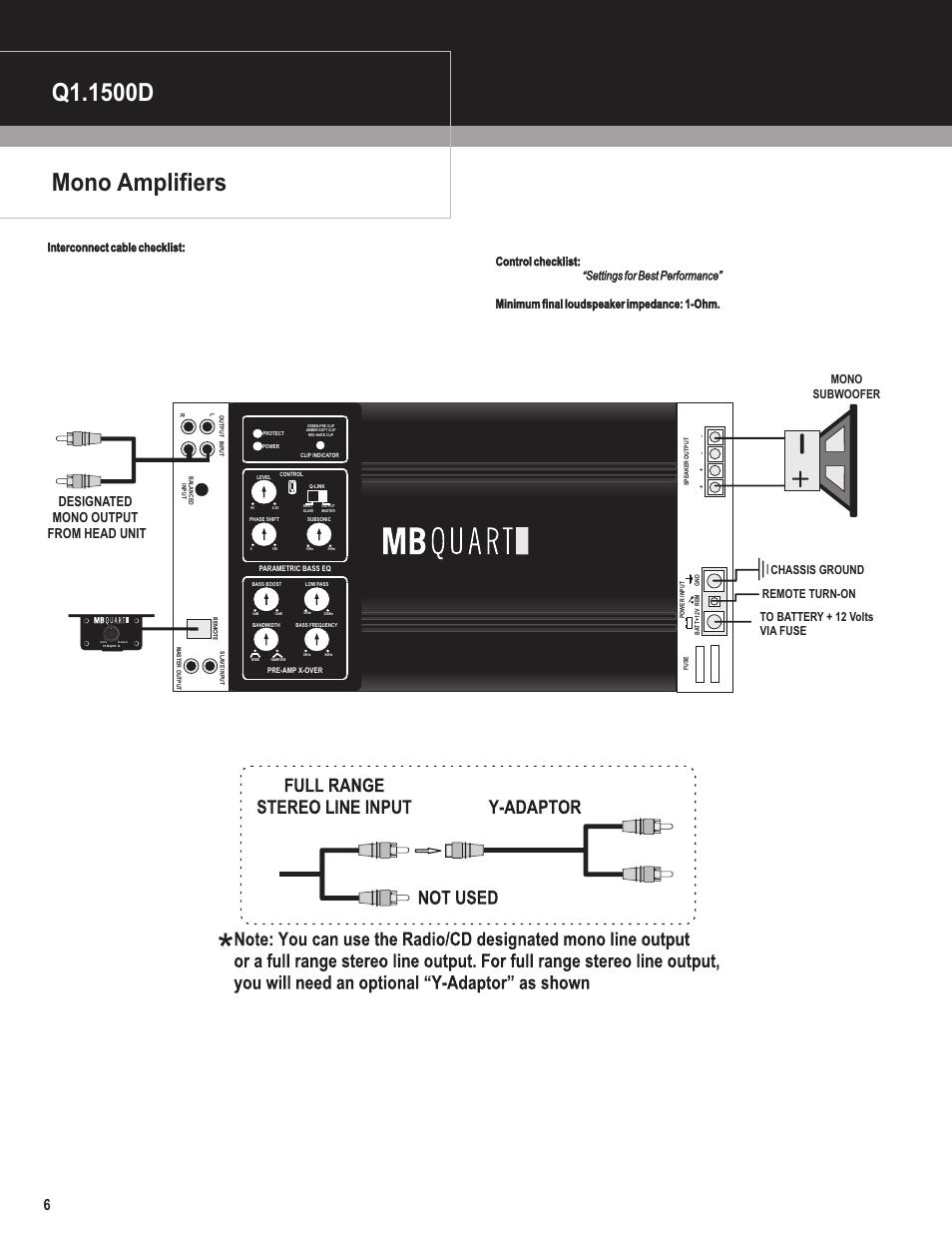 Designated mono output from head unit | MB QUART Q1.1500D User Manual | Page 7 / 13
