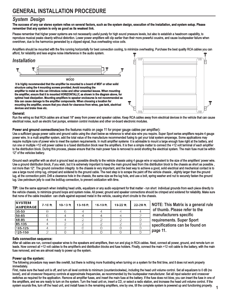General installation procedure, System design installation | Maxxsonics SS750.1 User Manual | Page 3 / 17