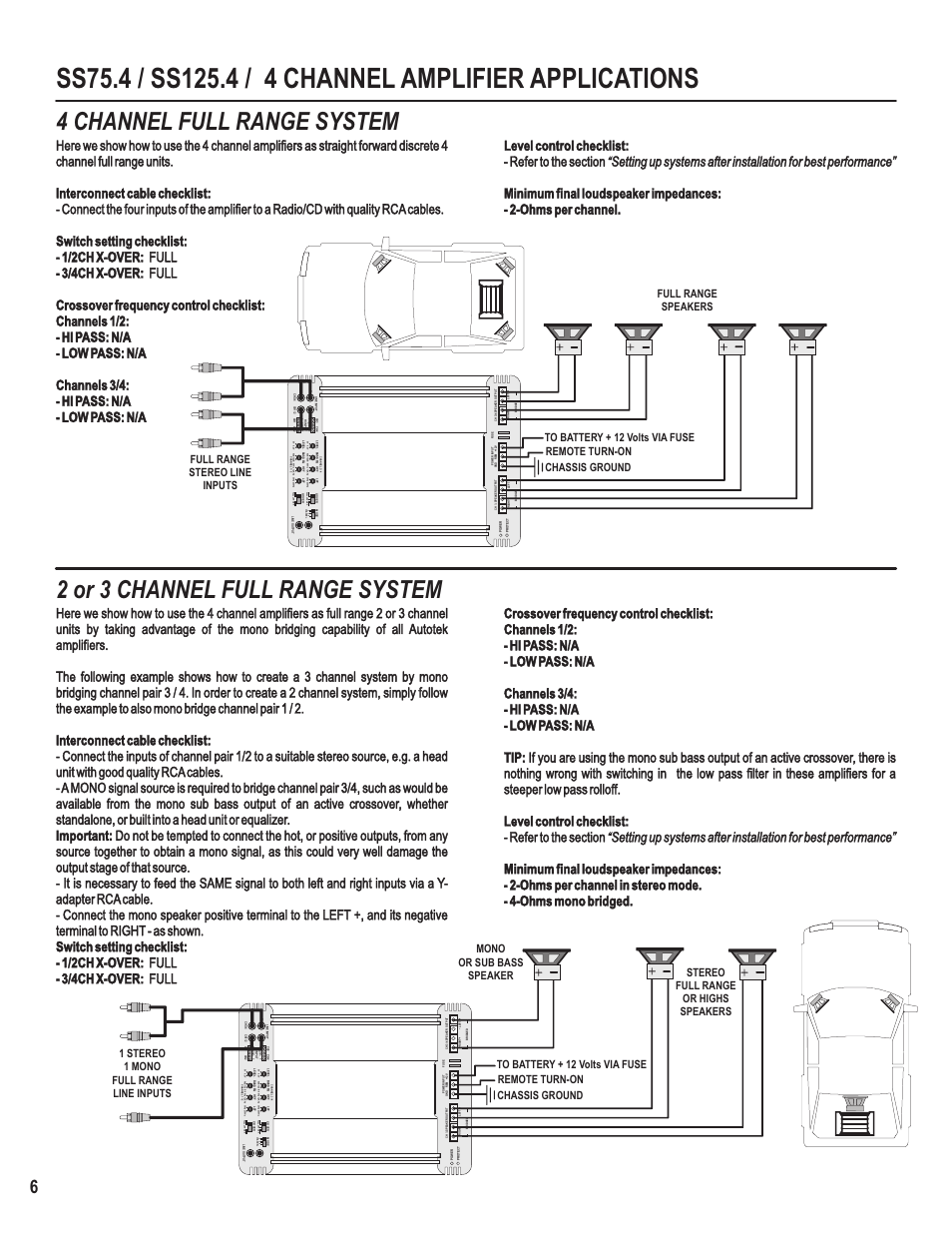 Full range speakers full range stereo line inputs | Maxxsonics SS750.1 User Manual | Page 8 / 17