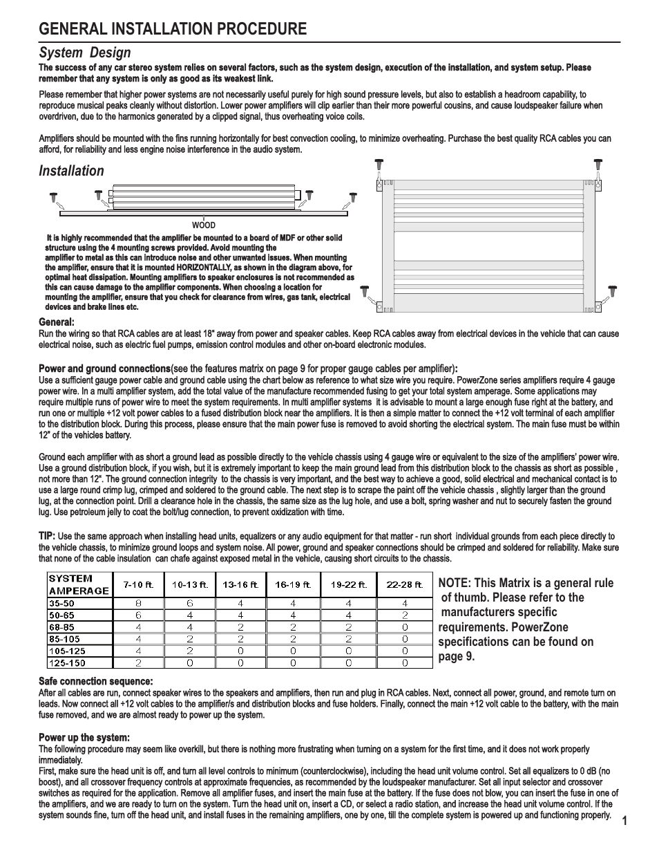 General installation procedure, System design installation | Maxxsonics Crunch P1400.2 User Manual | Page 3 / 15