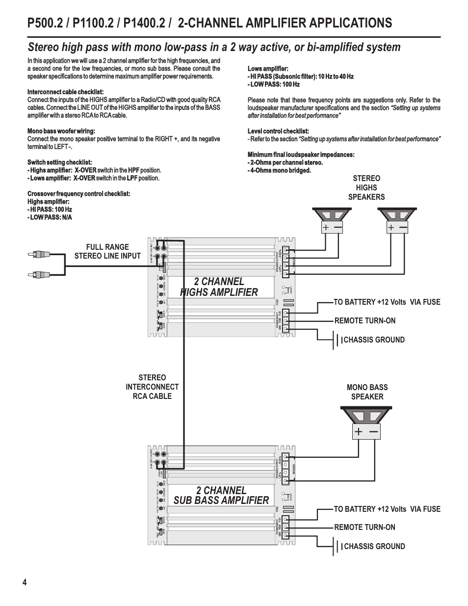 Full range stereo line input | Maxxsonics Crunch P1400.2 User Manual | Page 6 / 15