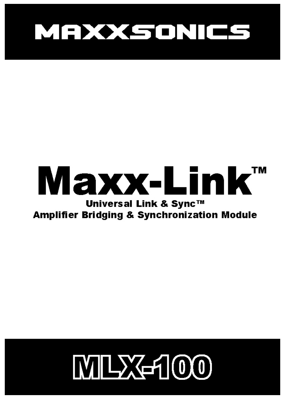 Maxxsonics MLX-100 User Manual | 12 pages
