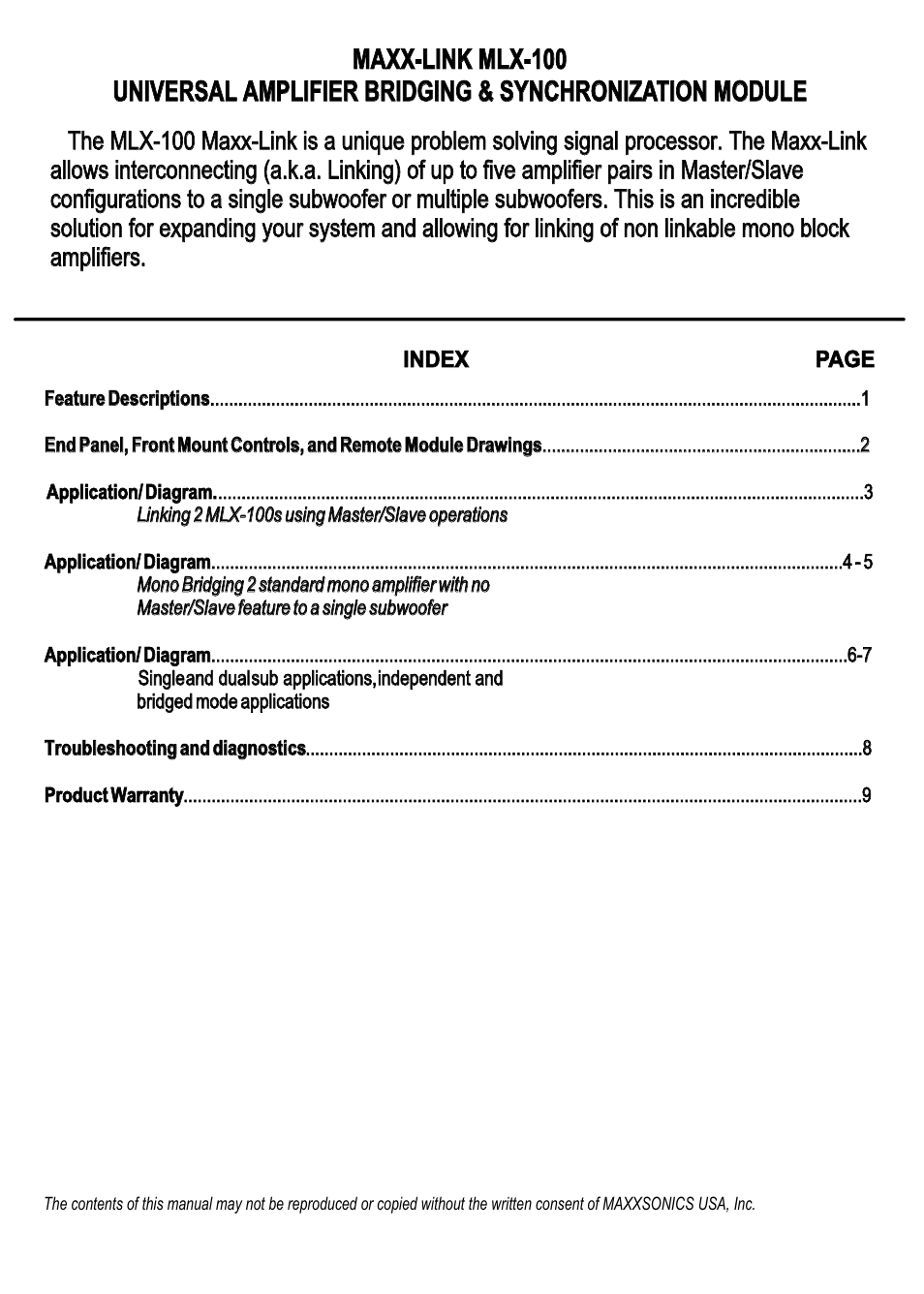 Maxxsonics MLX-100 User Manual | Page 2 / 12