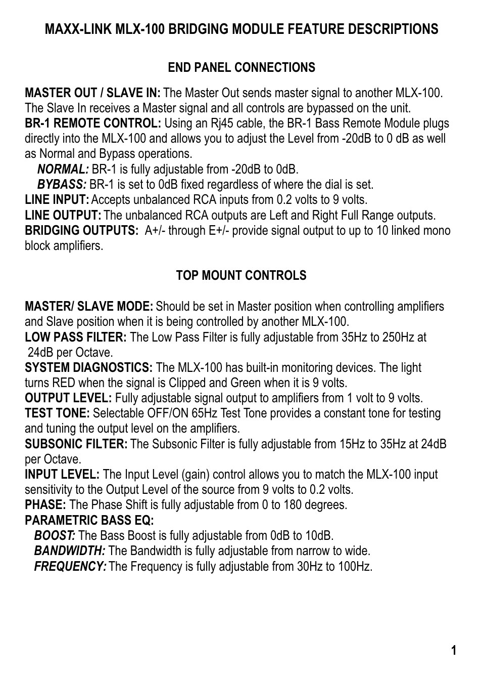 Maxxsonics MLX-100 User Manual | Page 3 / 12