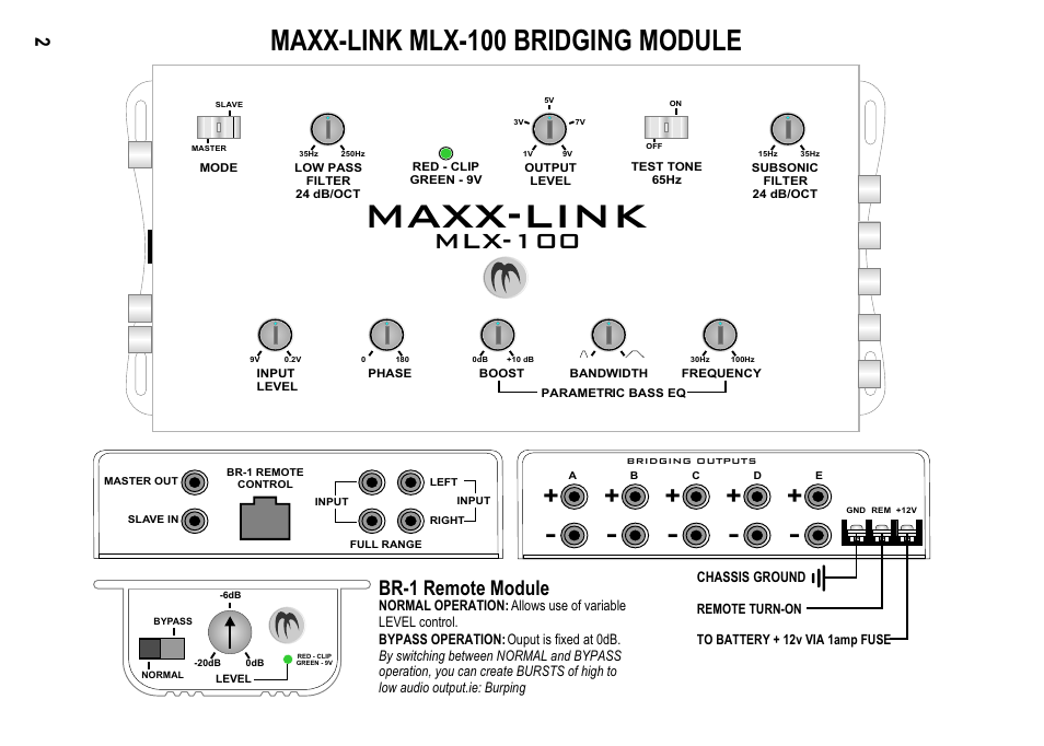 Maxx-link, Maxx-link mlx-100 bridging module, Mlx-100 | Br-1 remote module | Maxxsonics MLX-100 User Manual | Page 4 / 12