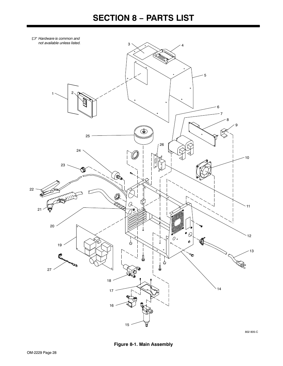 Section 8 − parts list | Miller Electric 375 User Manual | Page 32 / 36