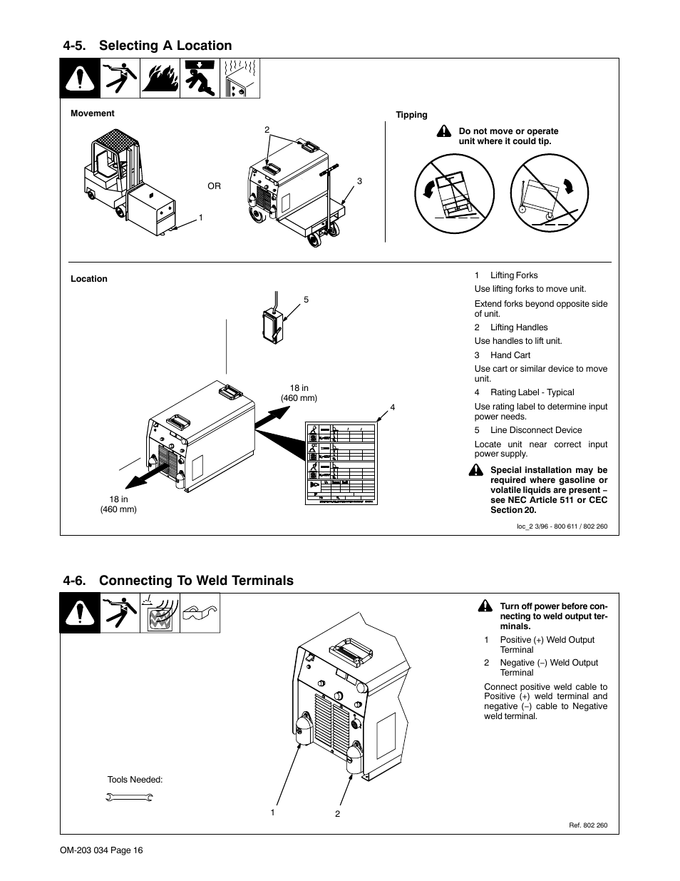 5. selecting a location, 6. connecting to weld terminals | Miller Electric INVISION 456P User Manual | Page 20 / 44