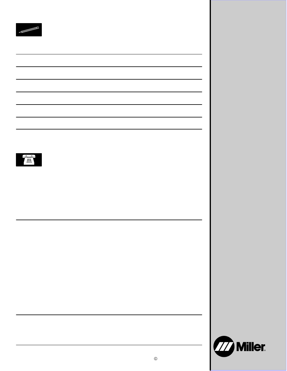 For service owner’s record | Miller Electric Welder User Manual | Page 132 / 132