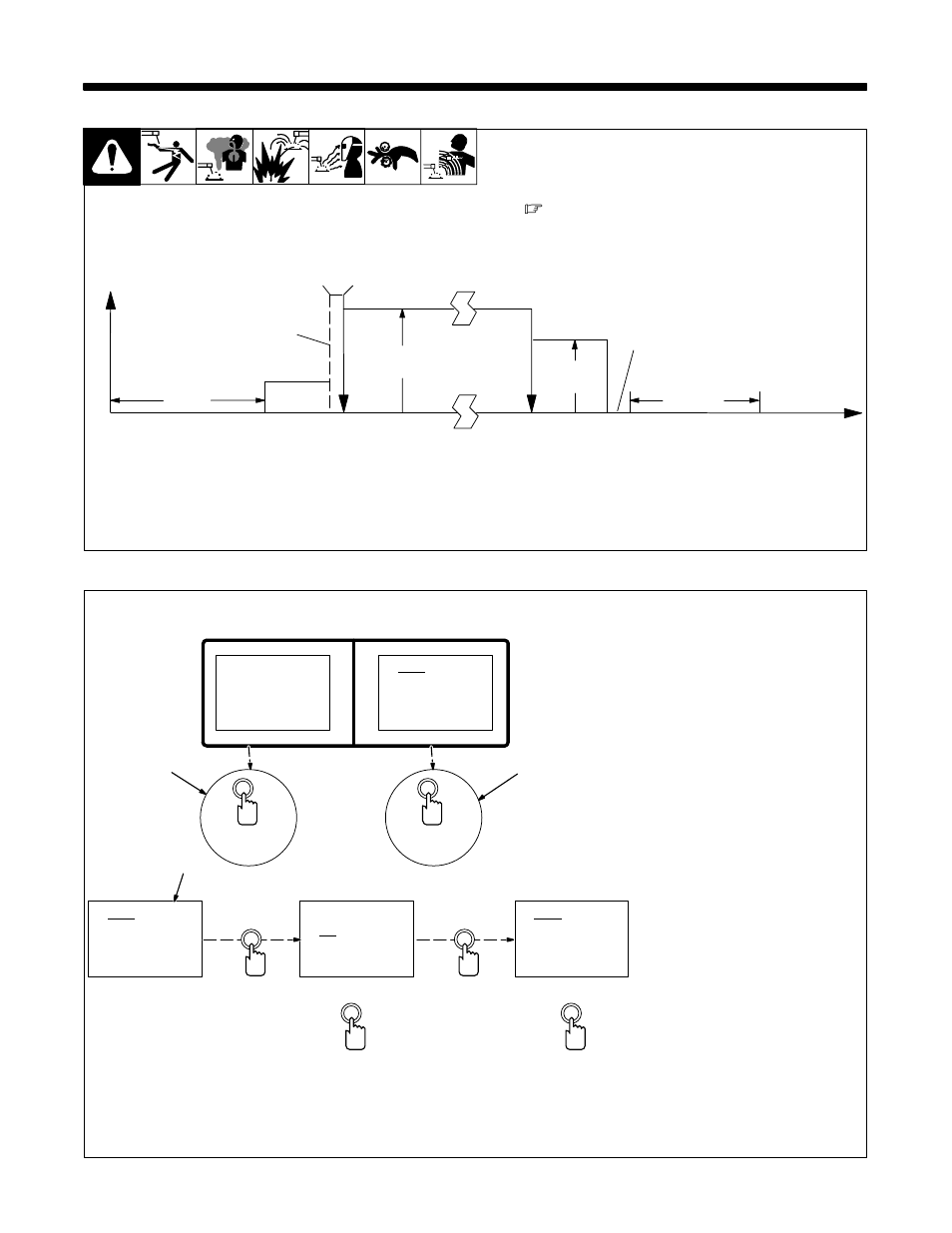 1. weld cycle for pulse welding, 2. setting preflow sequence display | Miller Electric Welder User Manual | Page 94 / 132