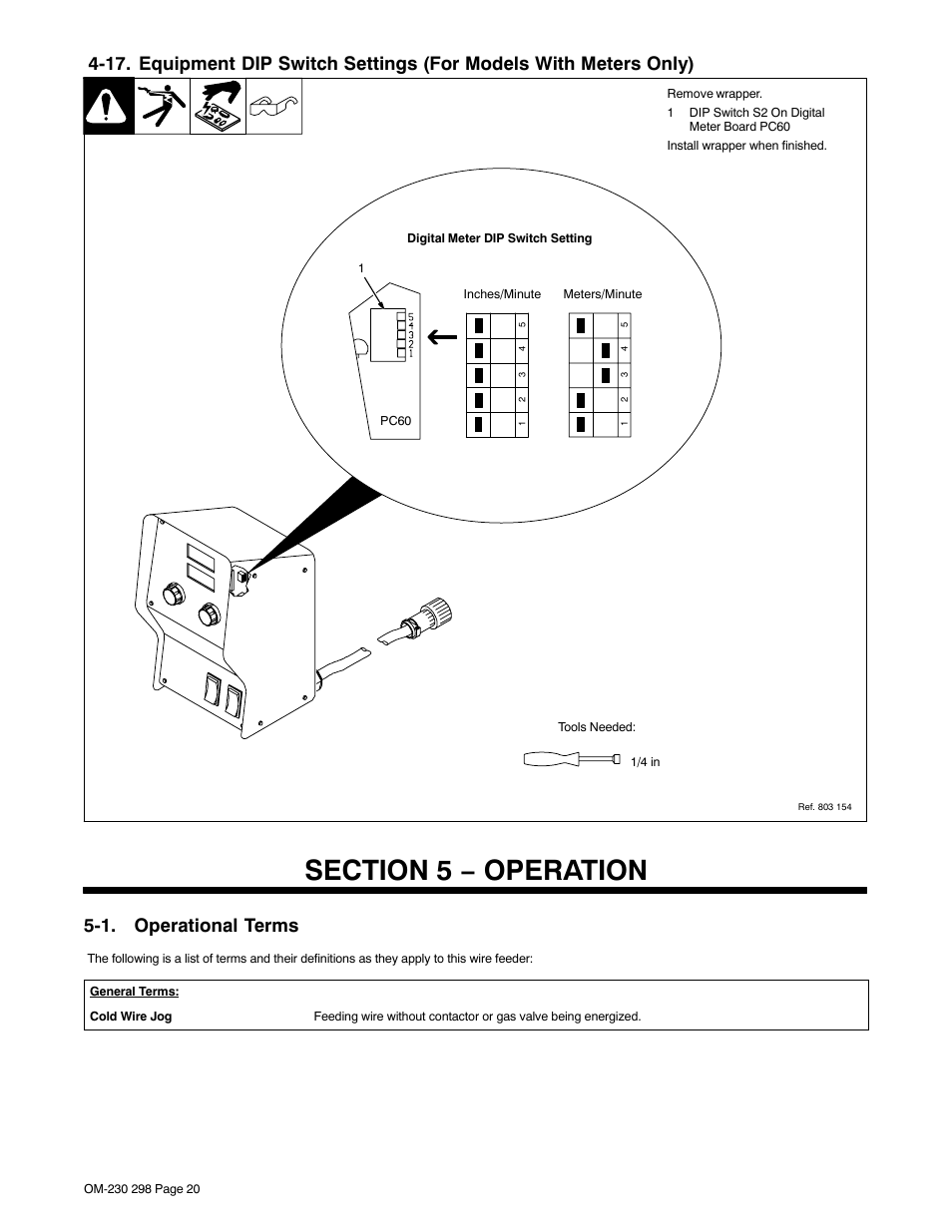 Section 5 − operation, 1. operational terms | Miller Electric SS-75S12 User Manual | Page 24 / 44