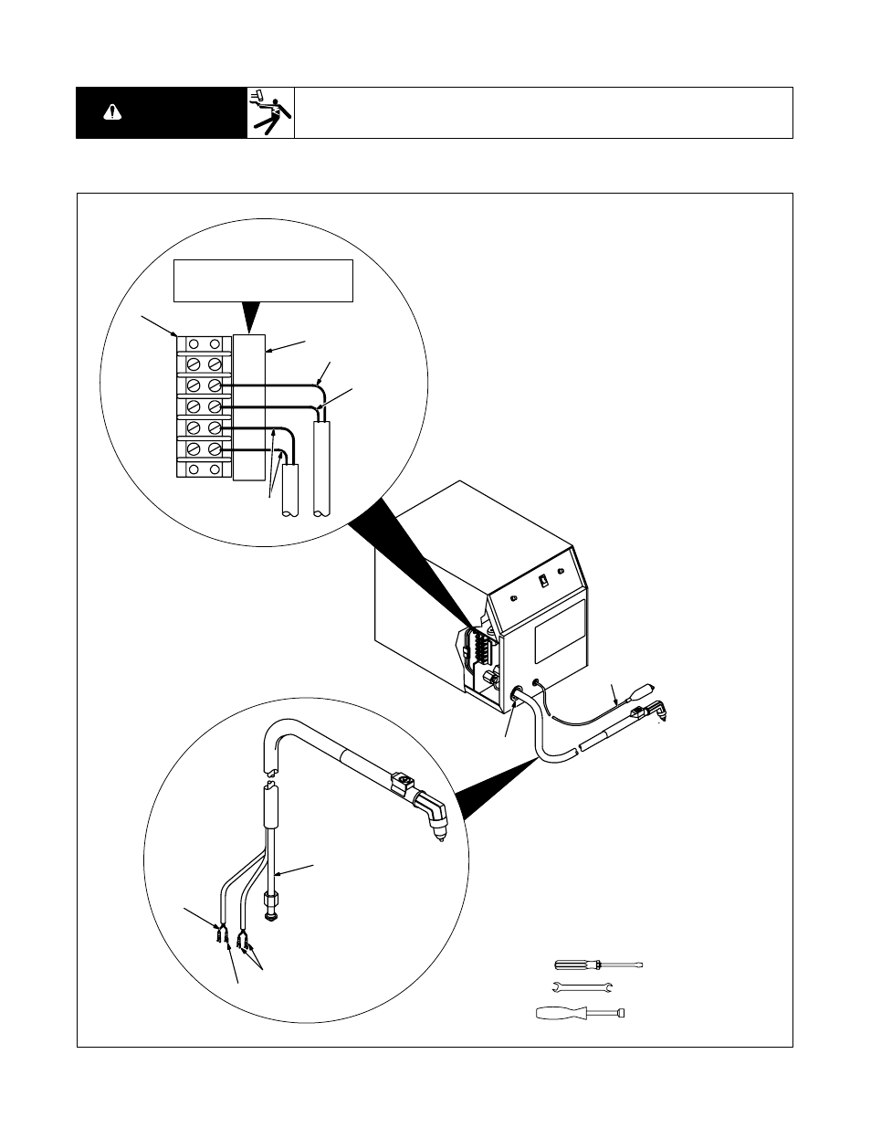 2. installing torch, Warning | Miller Electric APT-1000 User Manual | Page 9 / 20