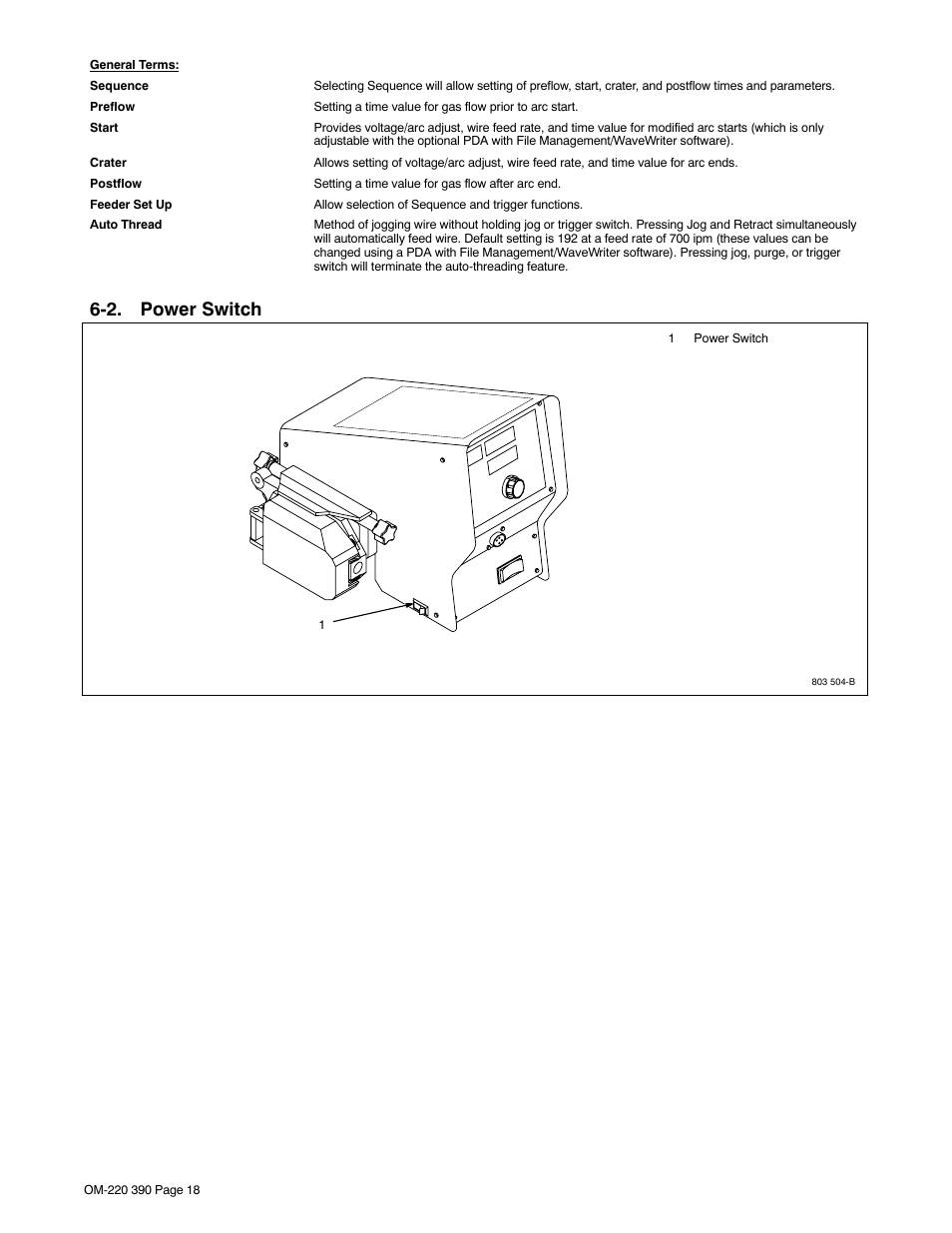 2. power switch | Miller Electric OM-220 390F User Manual | Page 22 / 48