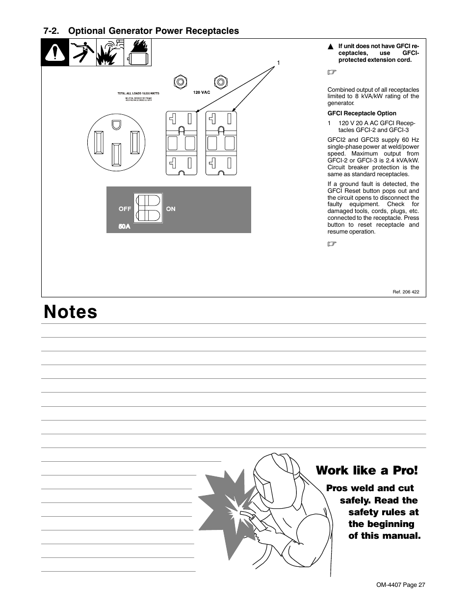 2. optional generator power receptacles, Work like a pro | Miller Electric Trailblazer DC User Manual | Page 31 / 72