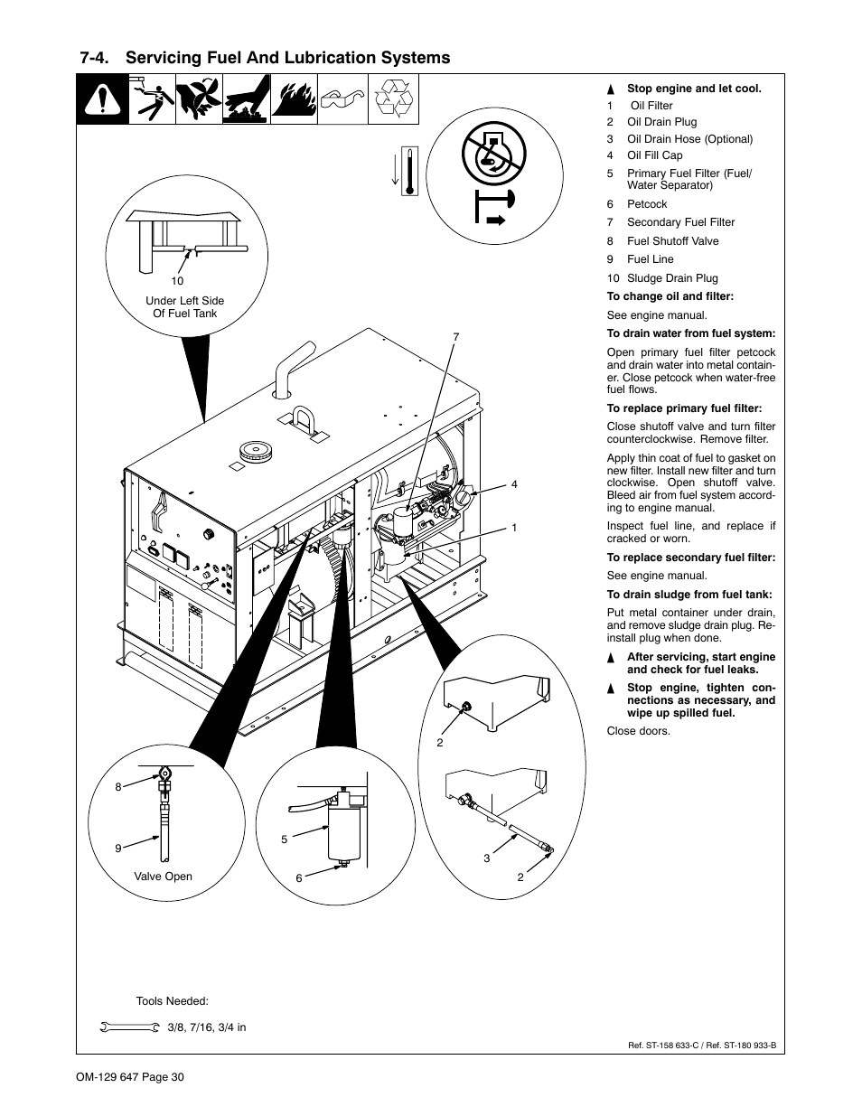 Section 7-4, 4. servicing fuel and lubrication systems | Miller Electric 500DX R User Manual | Page 34 / 70