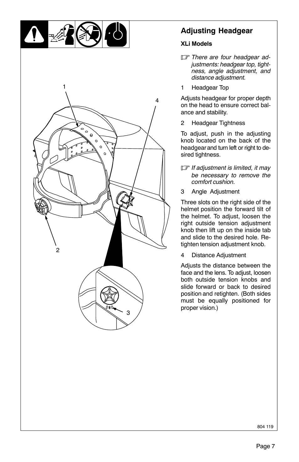 Adjusting headgear | Miller Electric XLix User Manual | Page 9 / 24