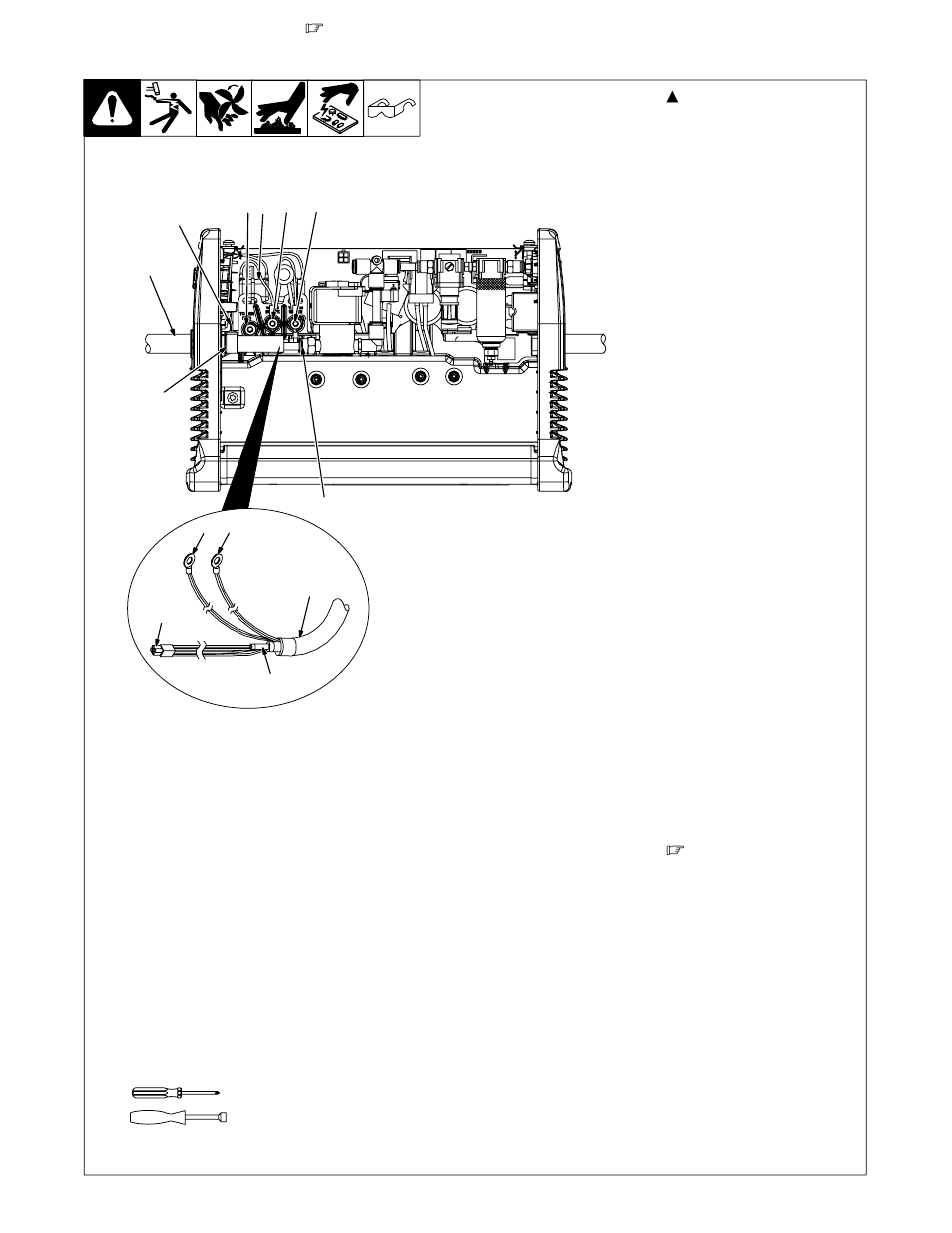 Torch and work cable connections, 8. torch and work cable connections | Miller Electric 375 X-TREME User Manual | Page 28 / 36