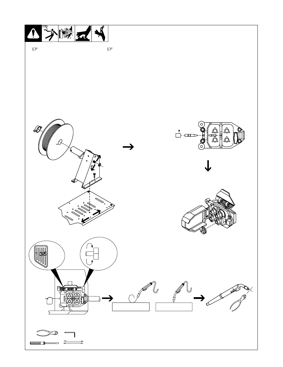 9. installing and threading welding wire | Miller Electric D-64 User Manual | Page 20 / 40