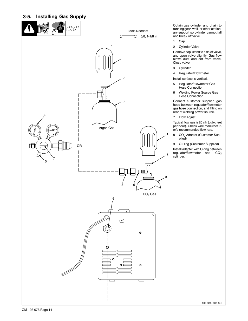 5. installing gas supply | Miller Electric XLT 135 User Manual | Page 18 / 48
