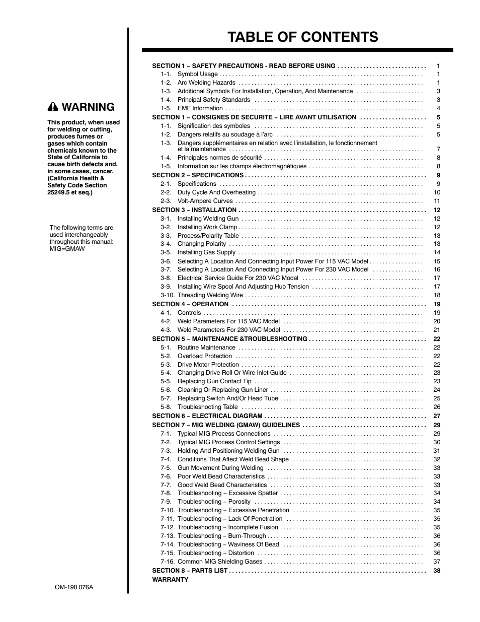 Miller Electric XLT 135 User Manual | Page 3 / 48
