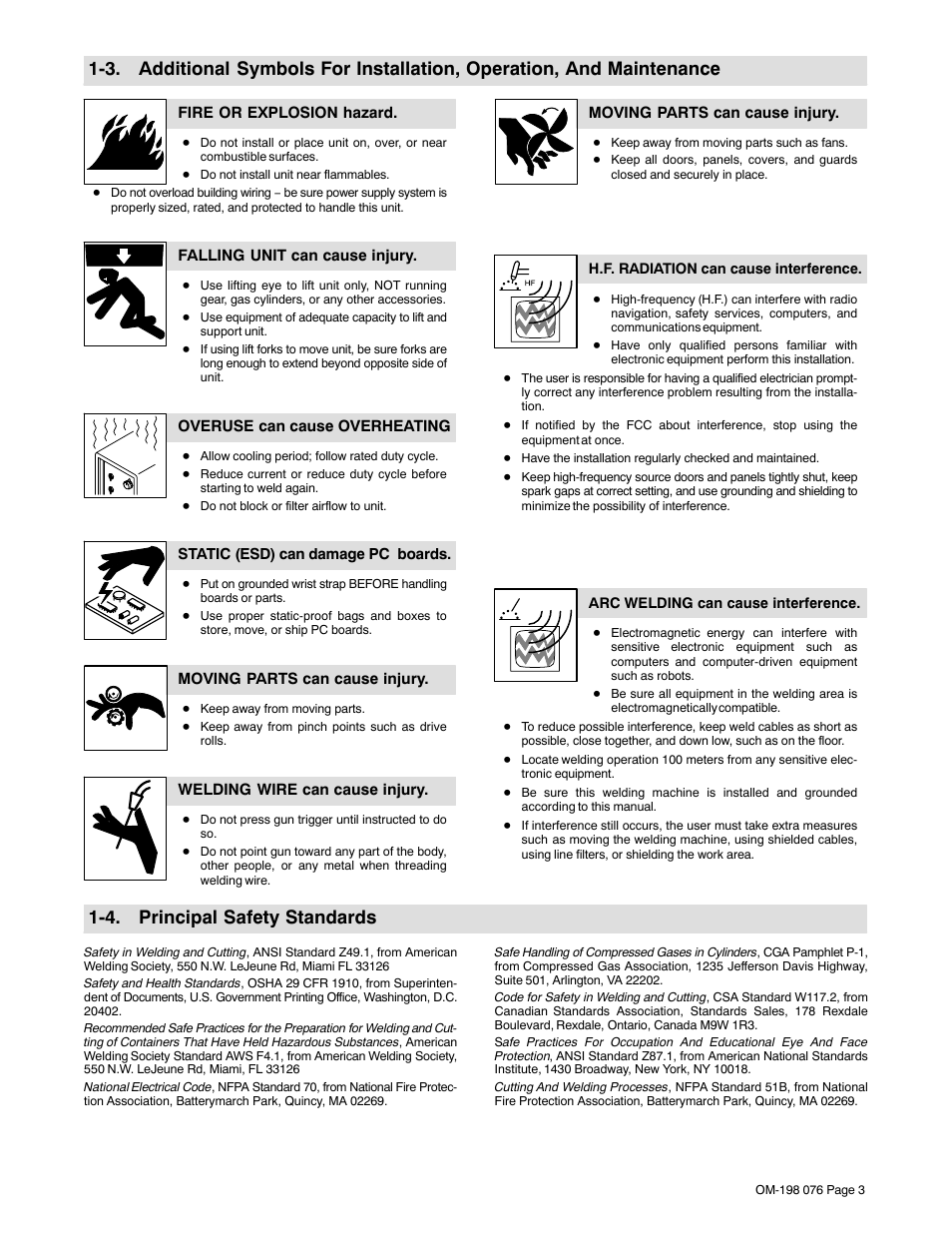 4. principal safety standards | Miller Electric XLT 135 User Manual | Page 7 / 48