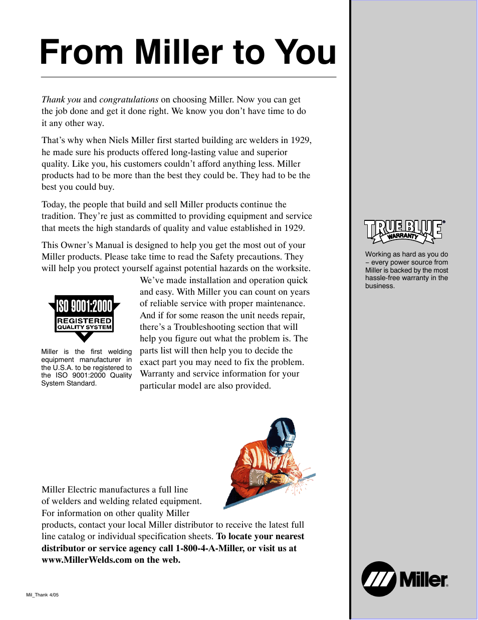 Miller Electric 185 User Manual | Page 2 / 56