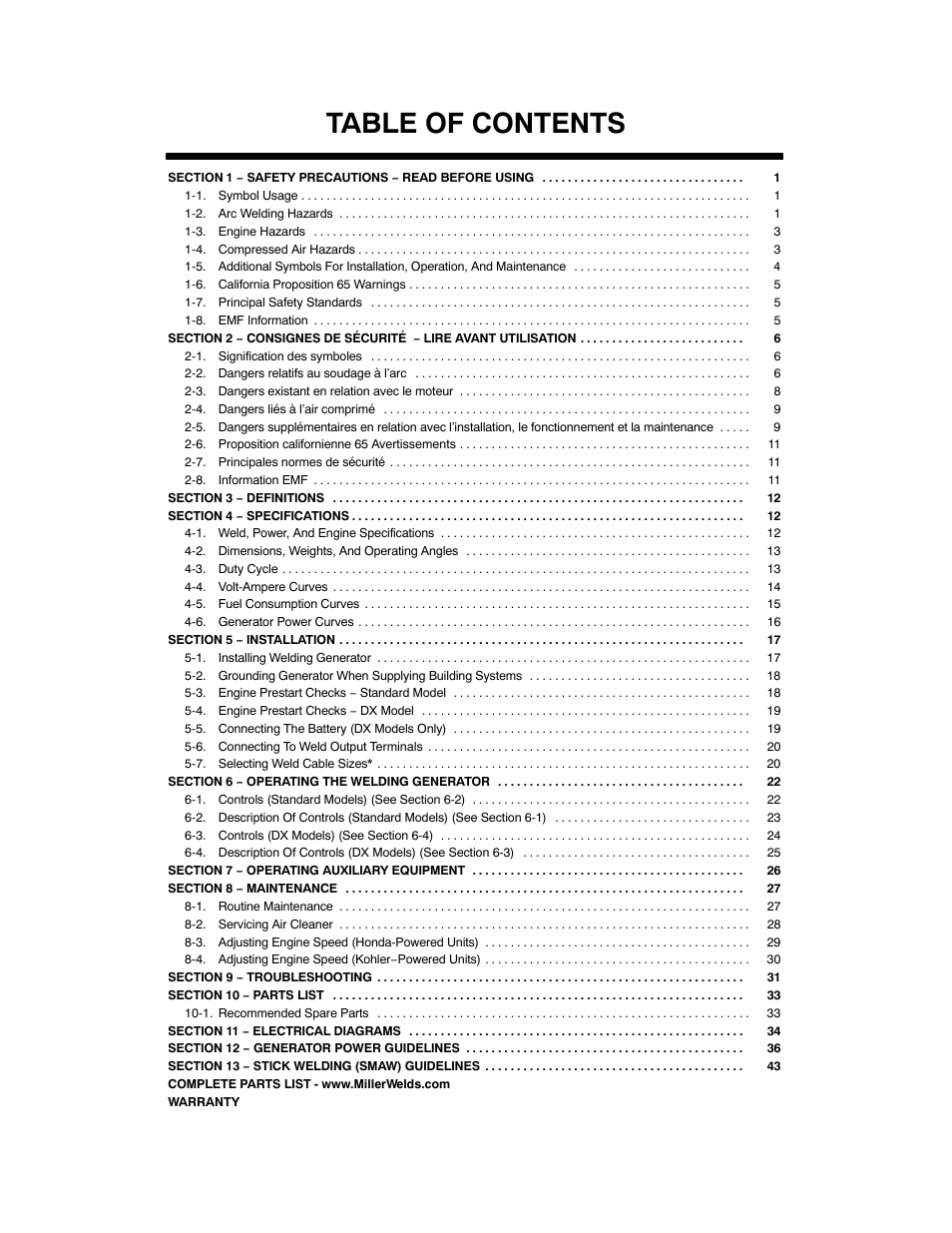 Miller Electric 185 User Manual | Page 3 / 56