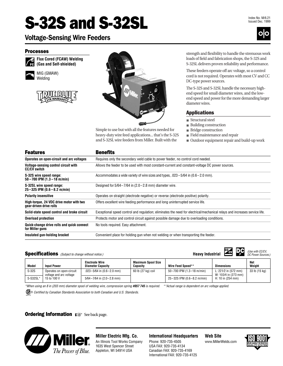 Miller Electric S-32S User Manual | 4 pages