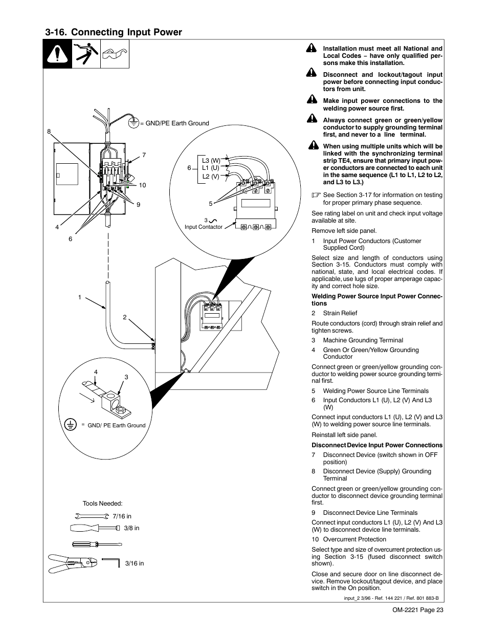 16. connecting input power | Miller Electric 1000 User Manual | Page 27 / 46