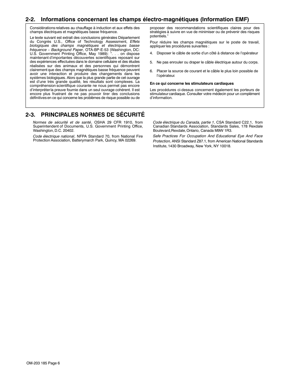 3. principales normes de sécurité | Miller Electric IH User Manual | Page 10 / 76