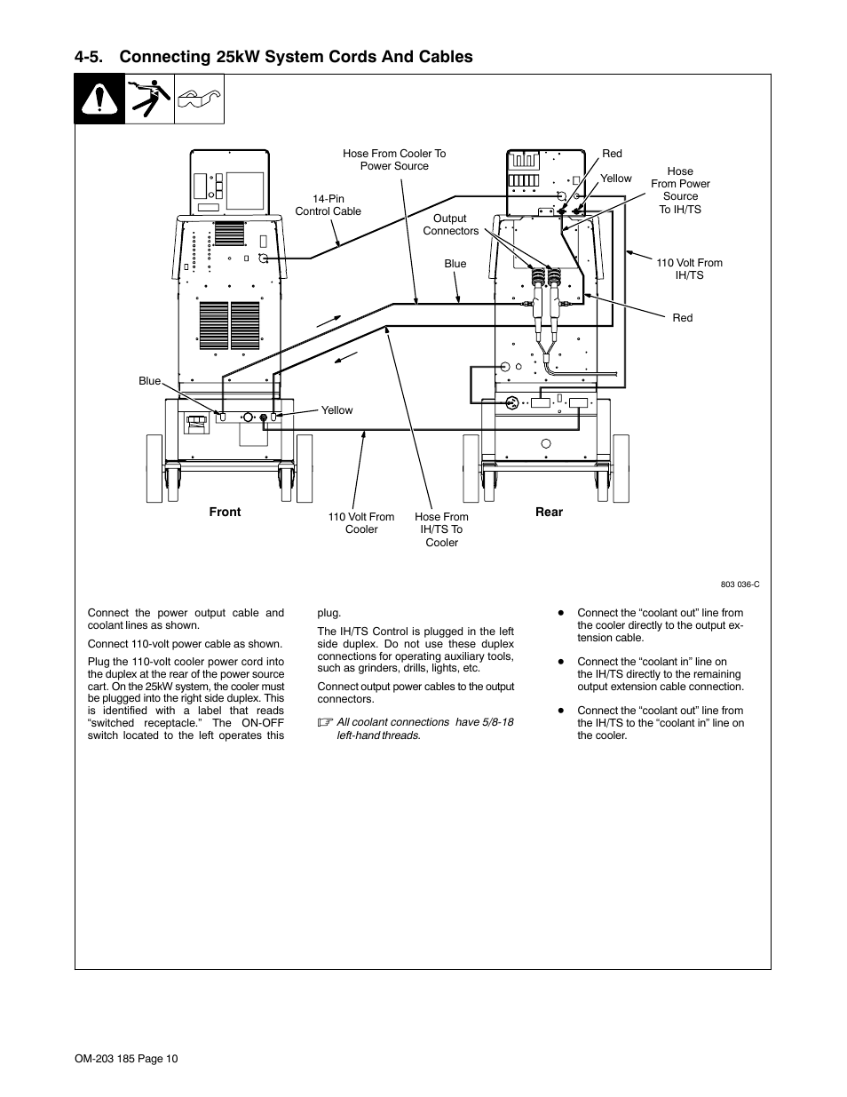 5. connecting 25kw system cords and cables | Miller Electric IH User Manual | Page 14 / 76