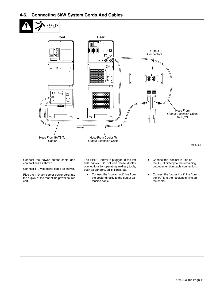6. connecting 5kw system cords and cables | Miller Electric IH User Manual | Page 15 / 76