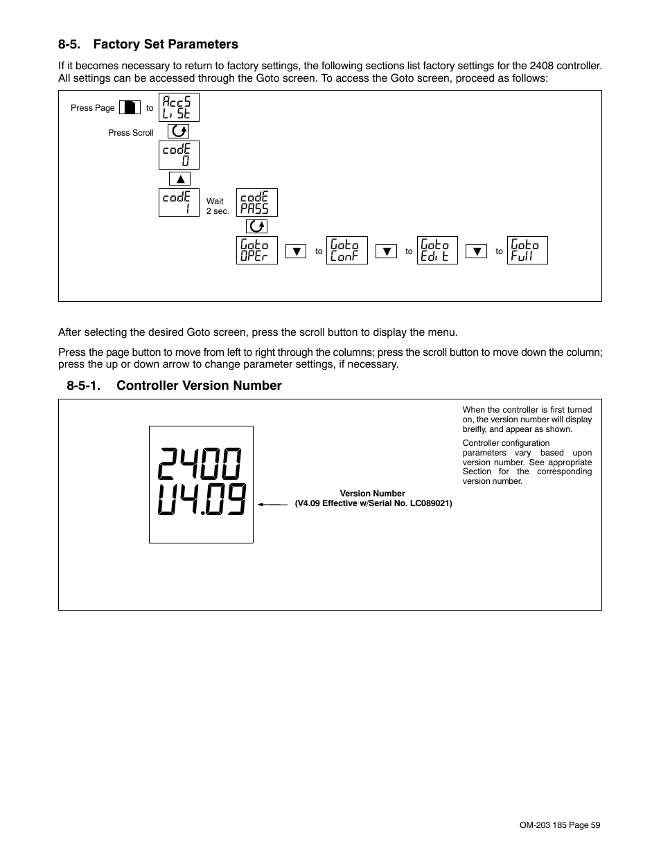 5. factory set parameters, 5-1. controller version number | Miller Electric IH User Manual | Page 63 / 76