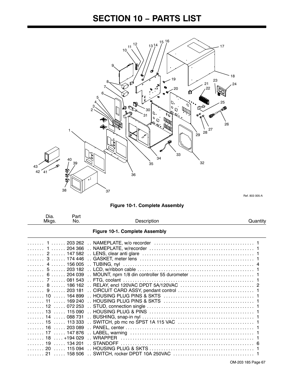 Section 10 − parts list | Miller Electric IH User Manual | Page 71 / 76