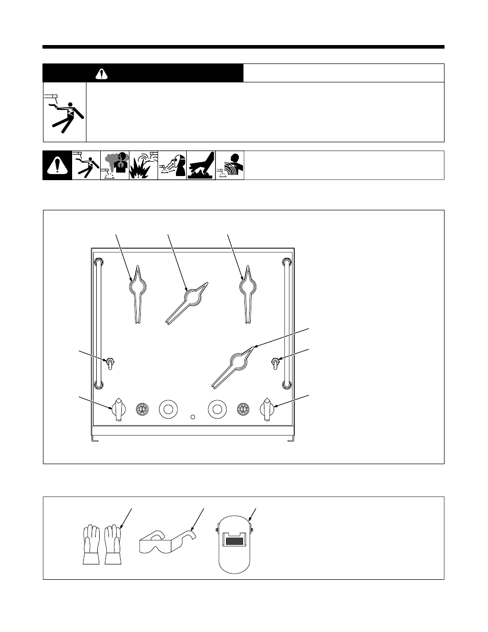 1. controls (dual model shown), 2. safety equipment | Miller Electric MOG-350 User Manual | Page 20 / 40