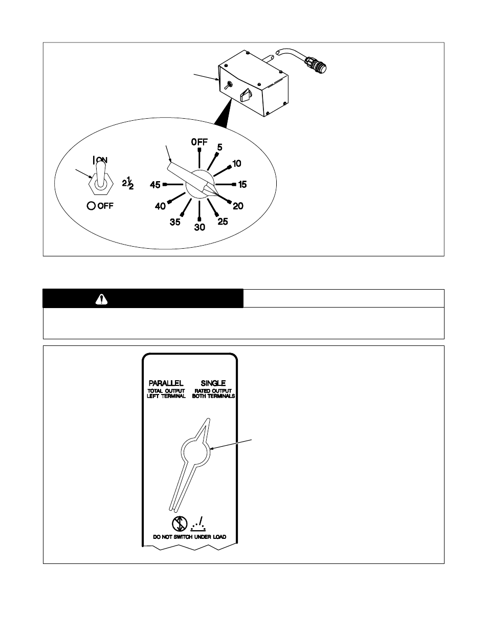 Caution, 6. optional remote grid amperage control, 7. paralleling switch (dual models only) | Miller Electric MOG-350 User Manual | Page 23 / 40