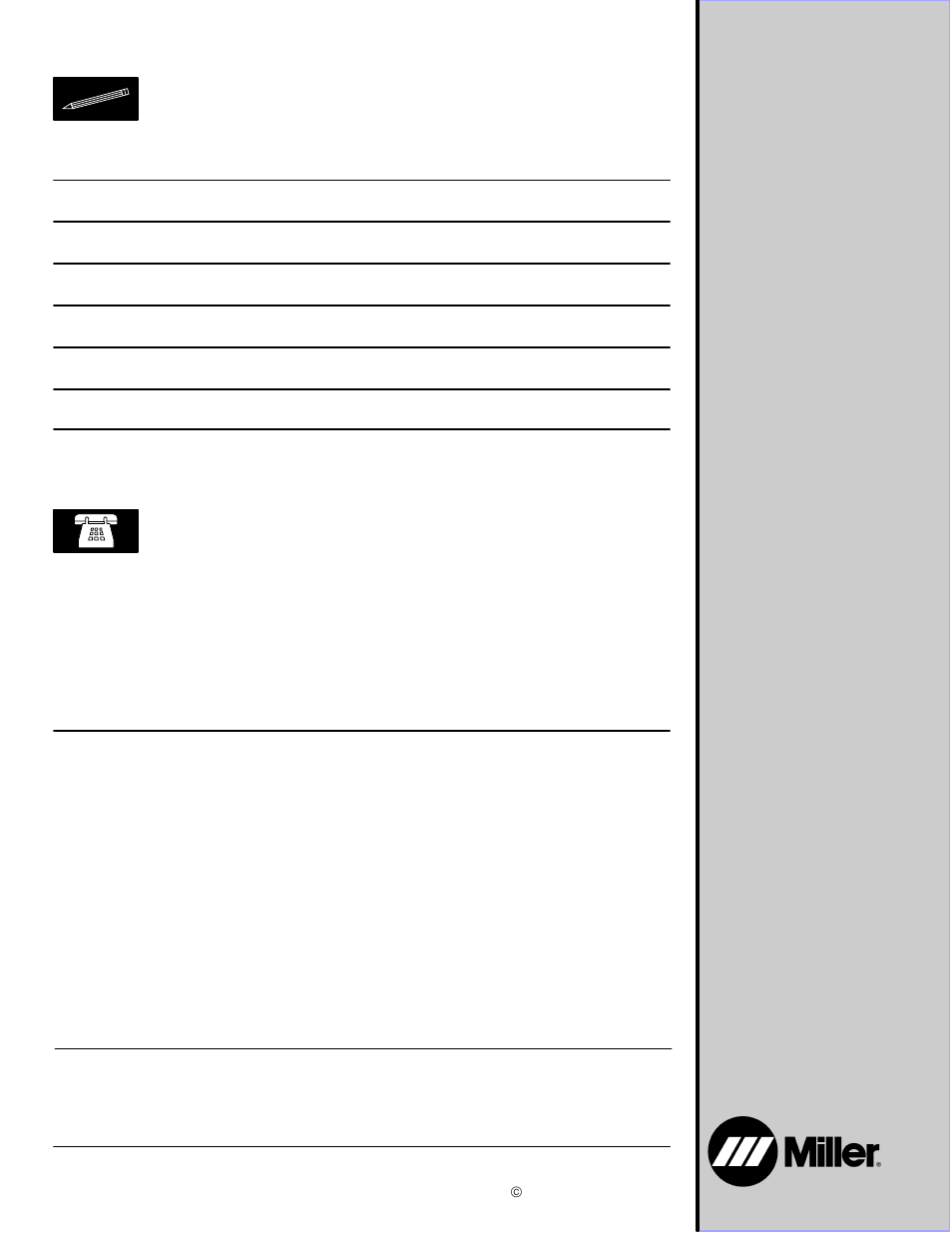 For service owner’s record, Contact a distributor or service agency near you | Miller Electric WC-24 User Manual | Page 20 / 20