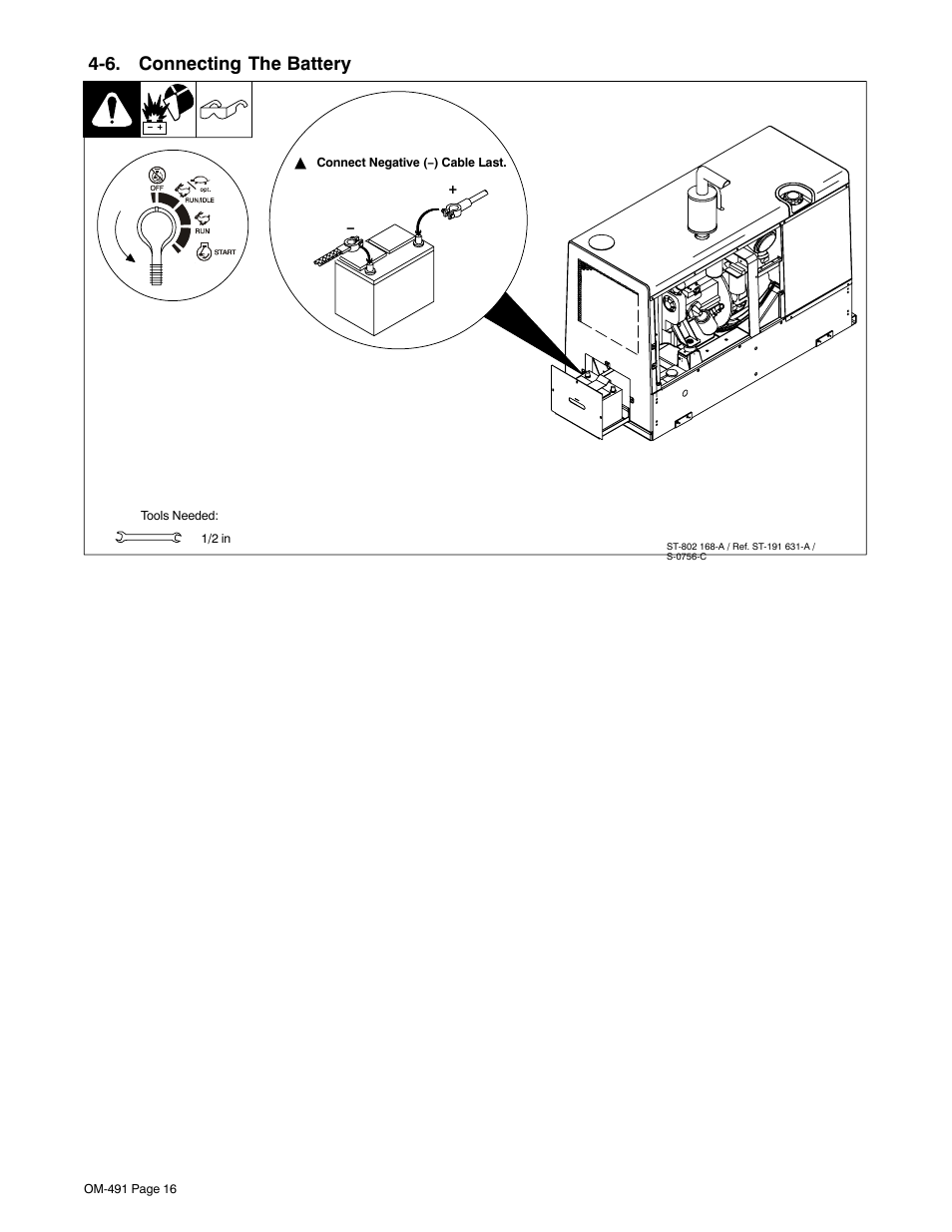 6. connecting the battery | Miller Electric Big Blue 502P User Manual | Page 20 / 64