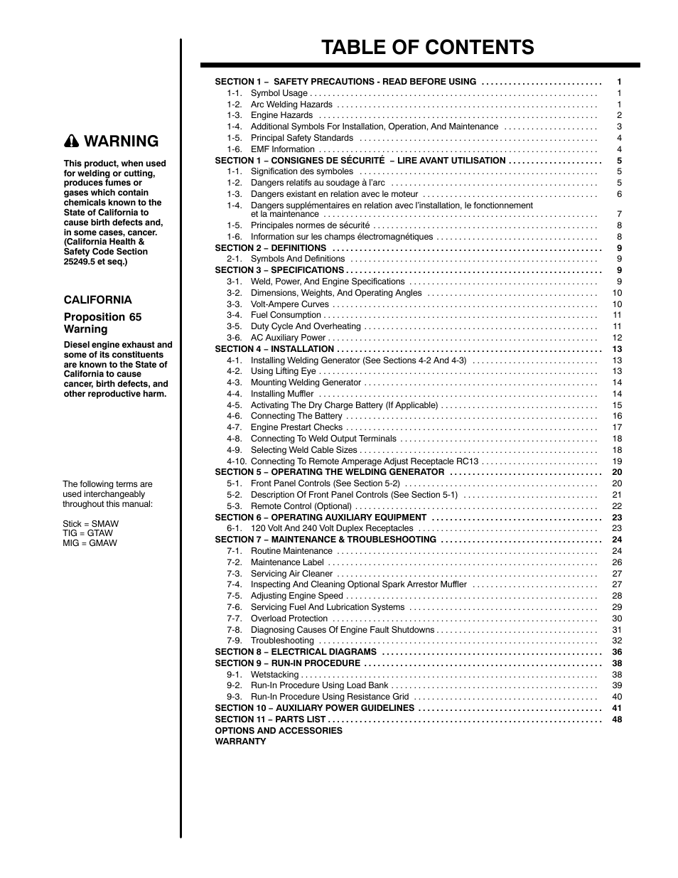 Miller Electric Big Blue 502P User Manual | Page 3 / 64