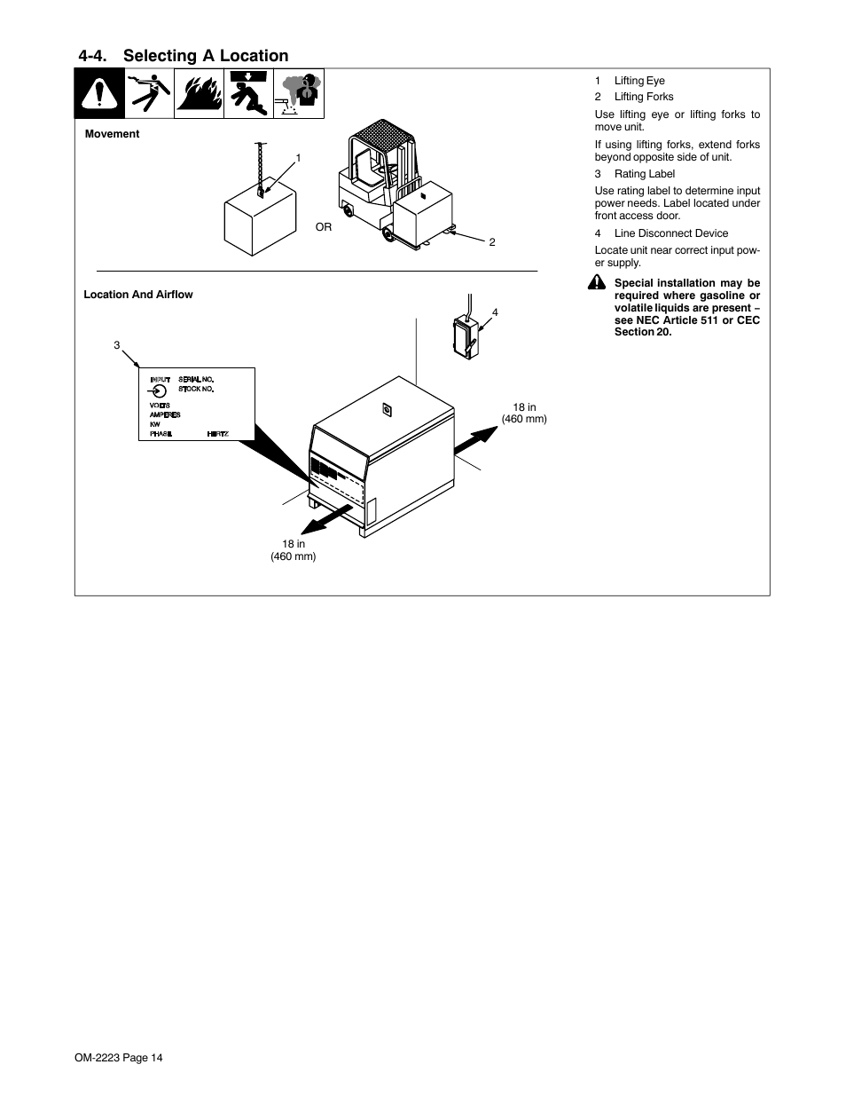 4. selecting a location | Miller Electric Dimension 1000 User Manual | Page 18 / 44