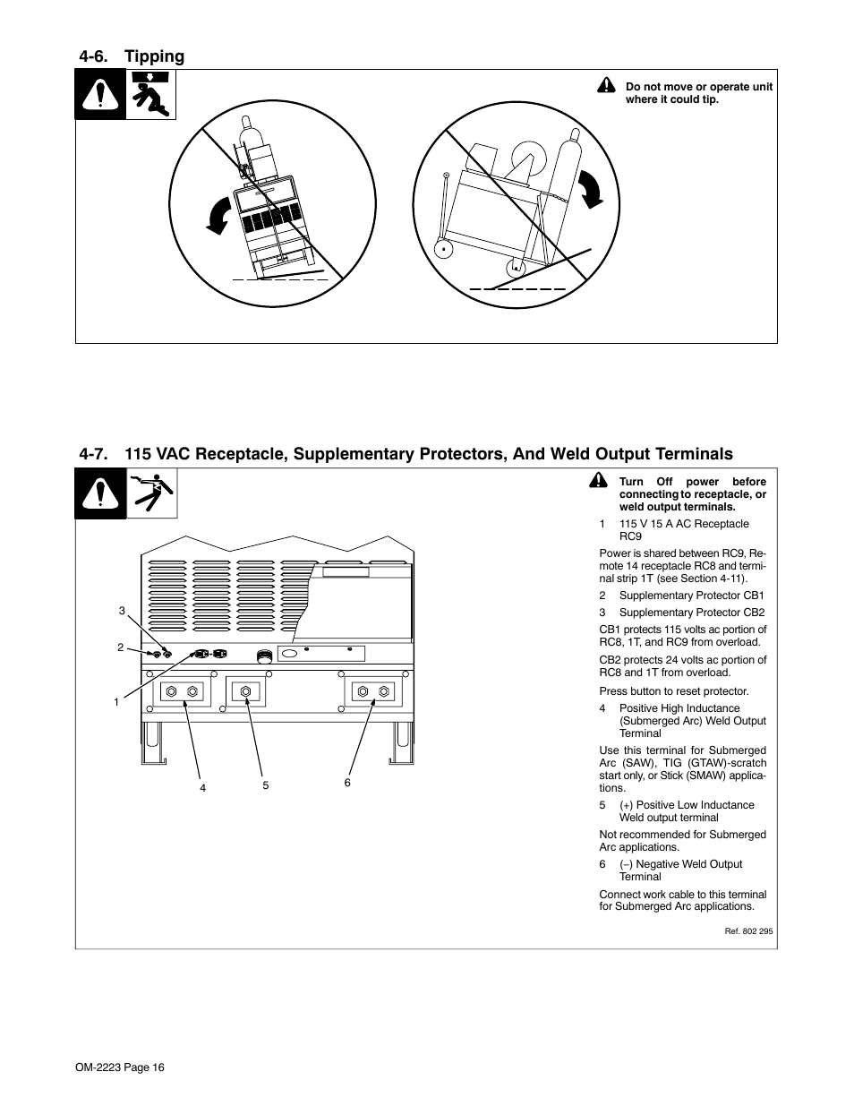 6. tipping | Miller Electric Dimension 1000 User Manual | Page 20 / 44