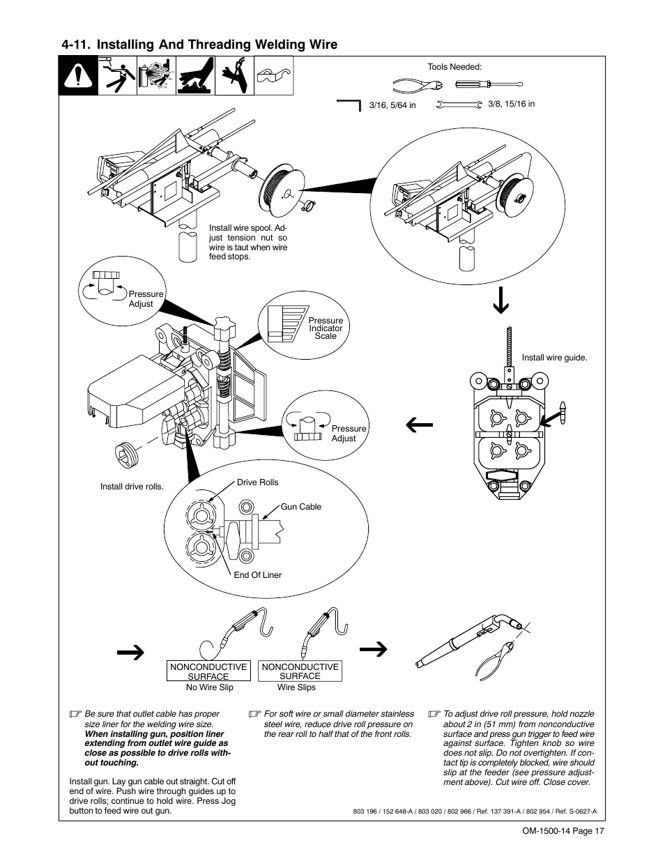 11. installing and threading welding wire | Miller Electric and DS-74DX16 User Manual | Page 21 / 52