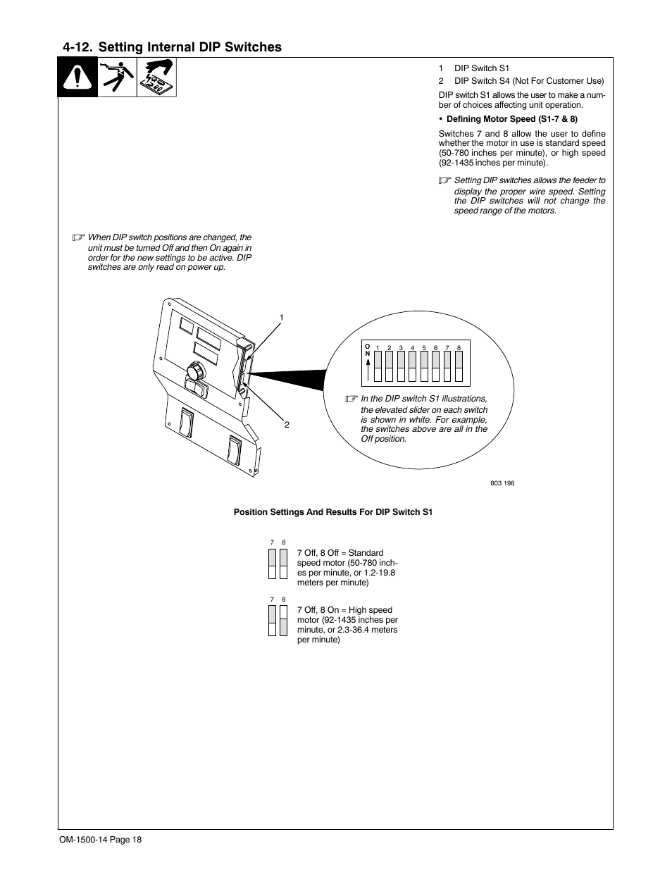 12. setting internal dip switches | Miller Electric and DS-74DX16 User Manual | Page 22 / 52