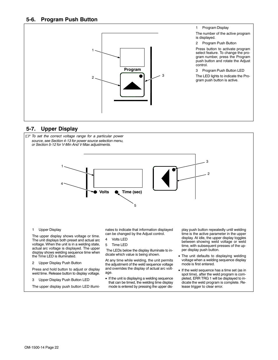6. program push button, 7. upper display | Miller Electric and DS-74DX16 User Manual | Page 26 / 52