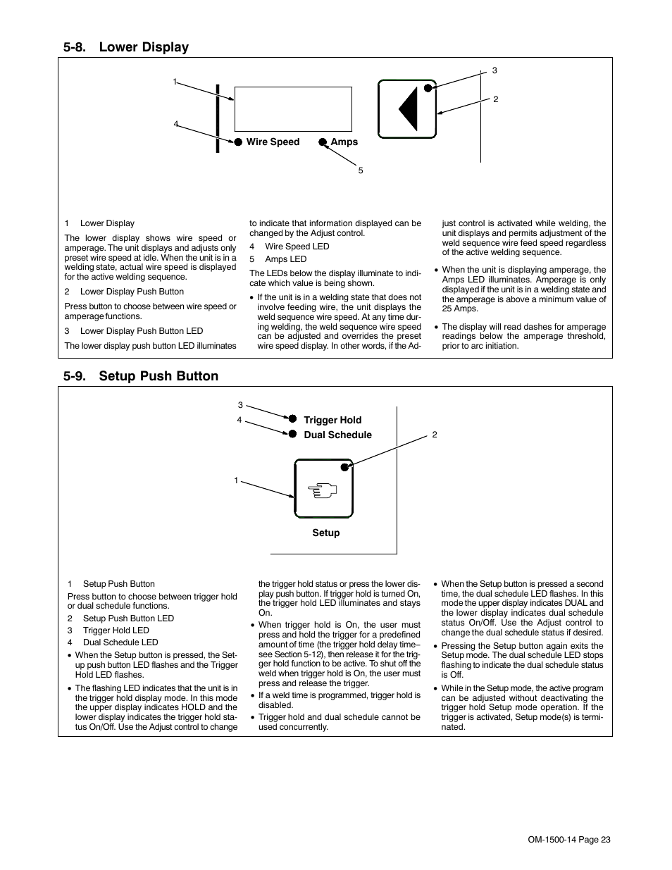 8. lower display, 9. setup push button | Miller Electric and DS-74DX16 User Manual | Page 27 / 52