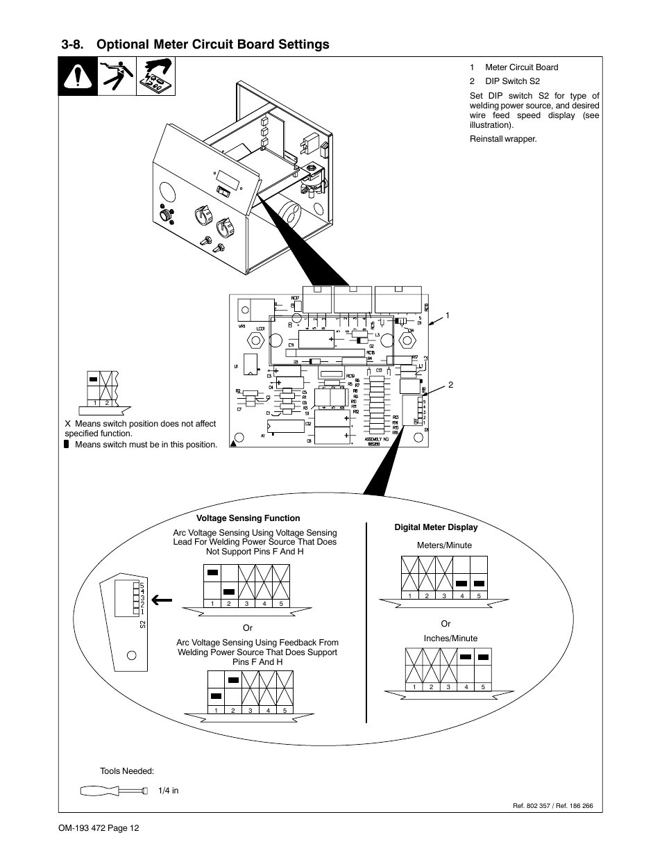 8. optional meter circuit board settings | Miller Electric 22A User Manual | Page 16 / 32