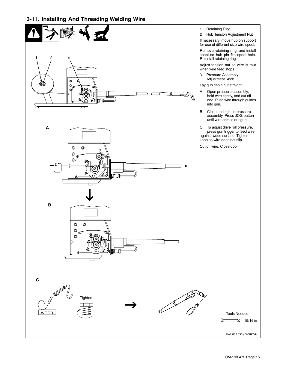 11. installing and threading welding wire | Miller Electric 22A User Manual | Page 19 / 32