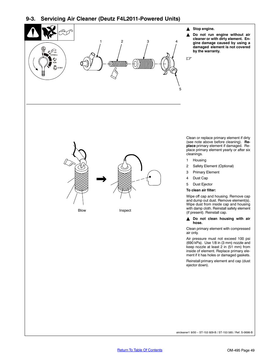 See section 9-3 | Miller Electric Big Blue 402D User Manual | Page 55 / 116