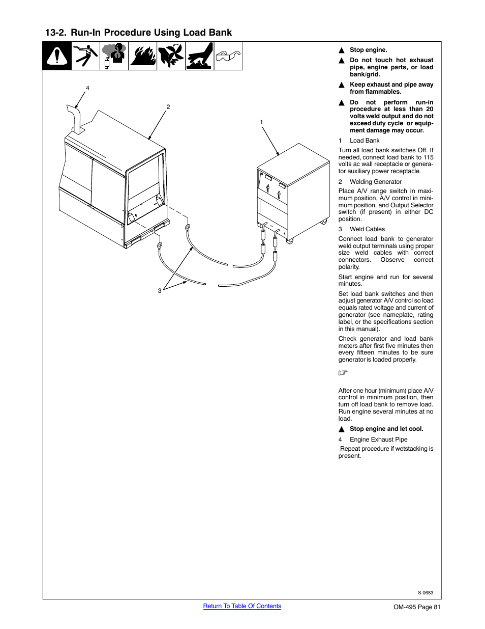 2. run-in procedure using load bank | Miller Electric Big Blue 402D User Manual | Page 87 / 116